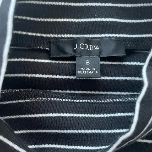 J. Crew Black Striped Gold Button Mock Neck Long Sleeve Top, S - Picture 12 of 12